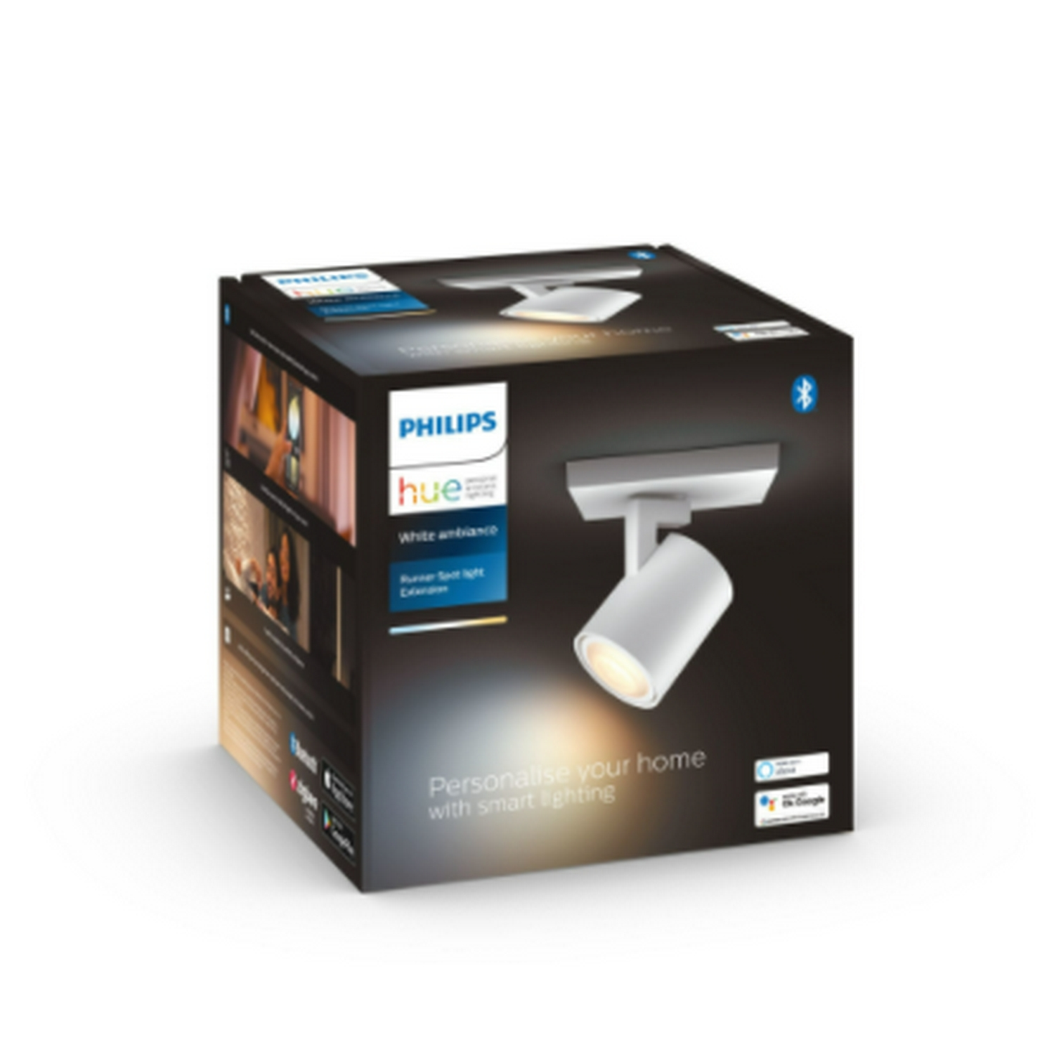 Lámpara inteligente - Philips Runner Hue White, Foco Extensible, LED Inteligente, Luz Blanca, IP20, Blanco