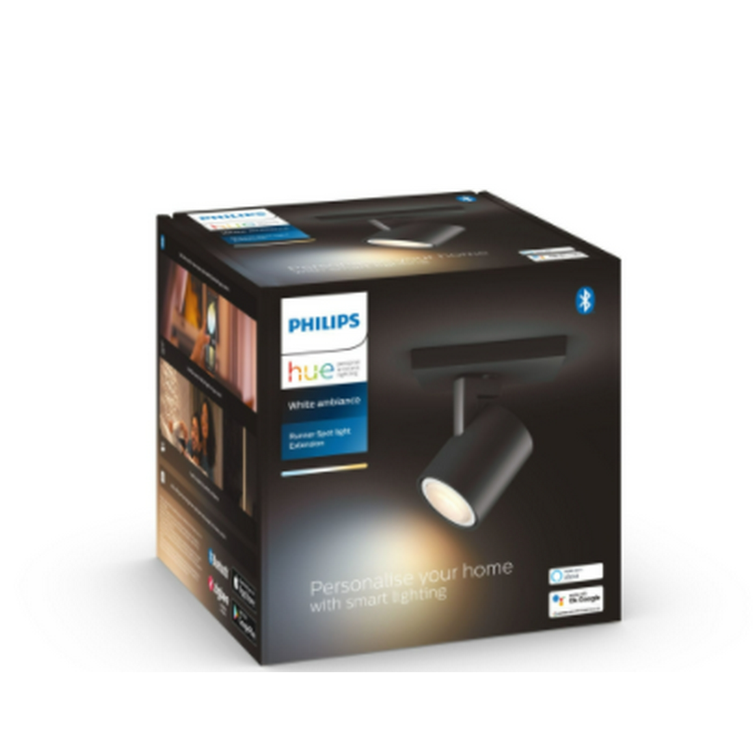 Lámpara inteligente - Philips Runner Hue Black, Foco Extensible, LED Inteligente, Luz Blanca, IP20, Negro