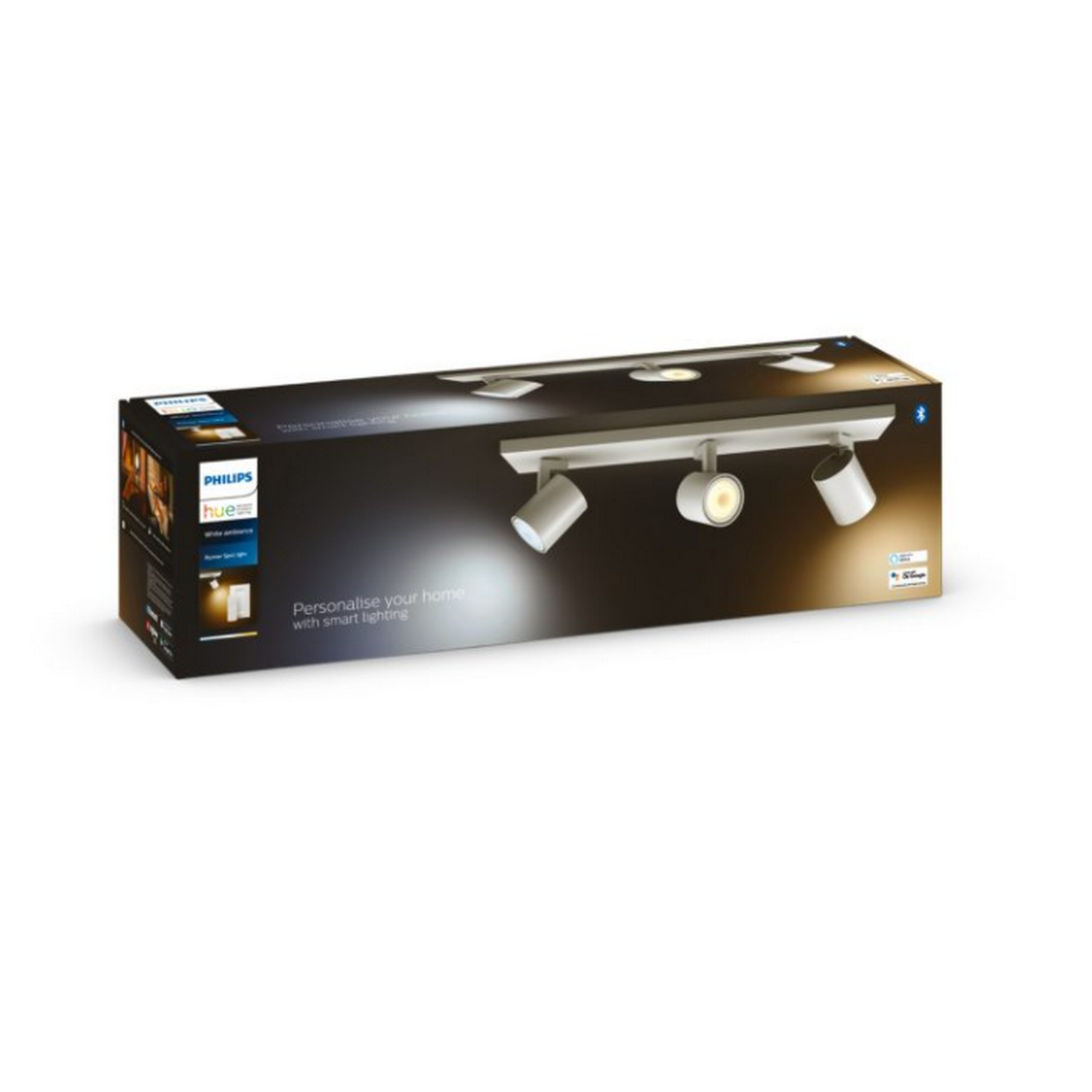 Lámpara inteligente - Philips Hue Runner White, Foco triple, Barra LED Inteligente, Luz Blanca, Blanco
