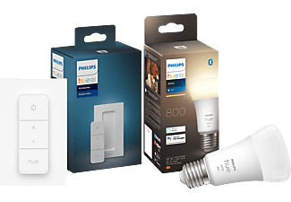 PHILIPS White E27 LED Lampe 800lm 60W inkl. Philips Hue Dimmschalter Smarte Glühbirne Warmweiß