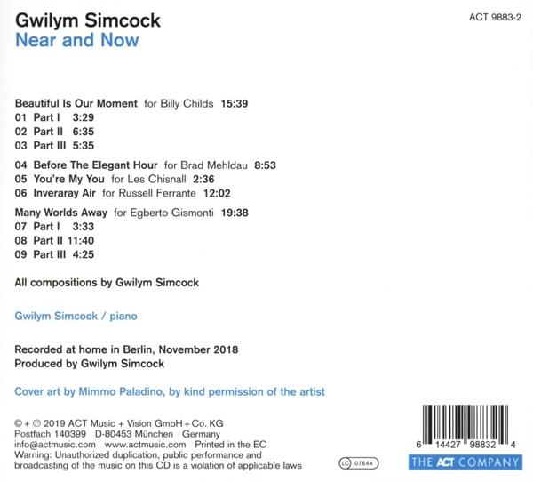 Ein CD-Cover mit Text. Der Titel lautet 'Near and Now'. Der Künstler ist Gwilym Simcock.