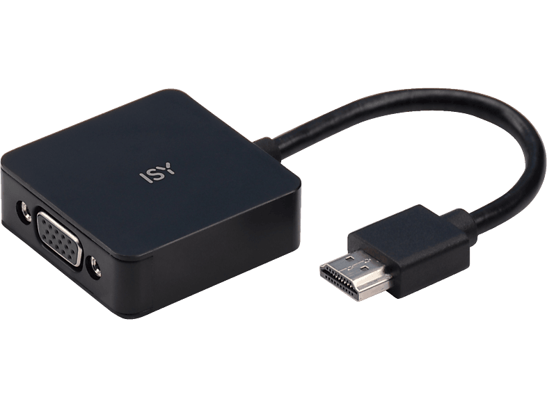 ISY IAD-1007 - HDMI auf VGA-Adapter mit 3.5 mm Audioanschluss, 12 cm, Schwarz