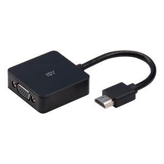 ISY IAD-1007 - HDMI auf VGA-Adapter mit 3.5 mm Audioanschluss, 12 cm, Schwarz