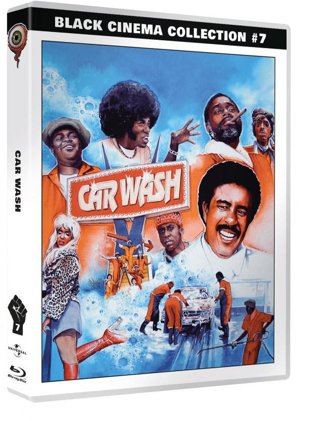 DVD-Cover für den Film Car Wash, mit mehreren Charakteren.