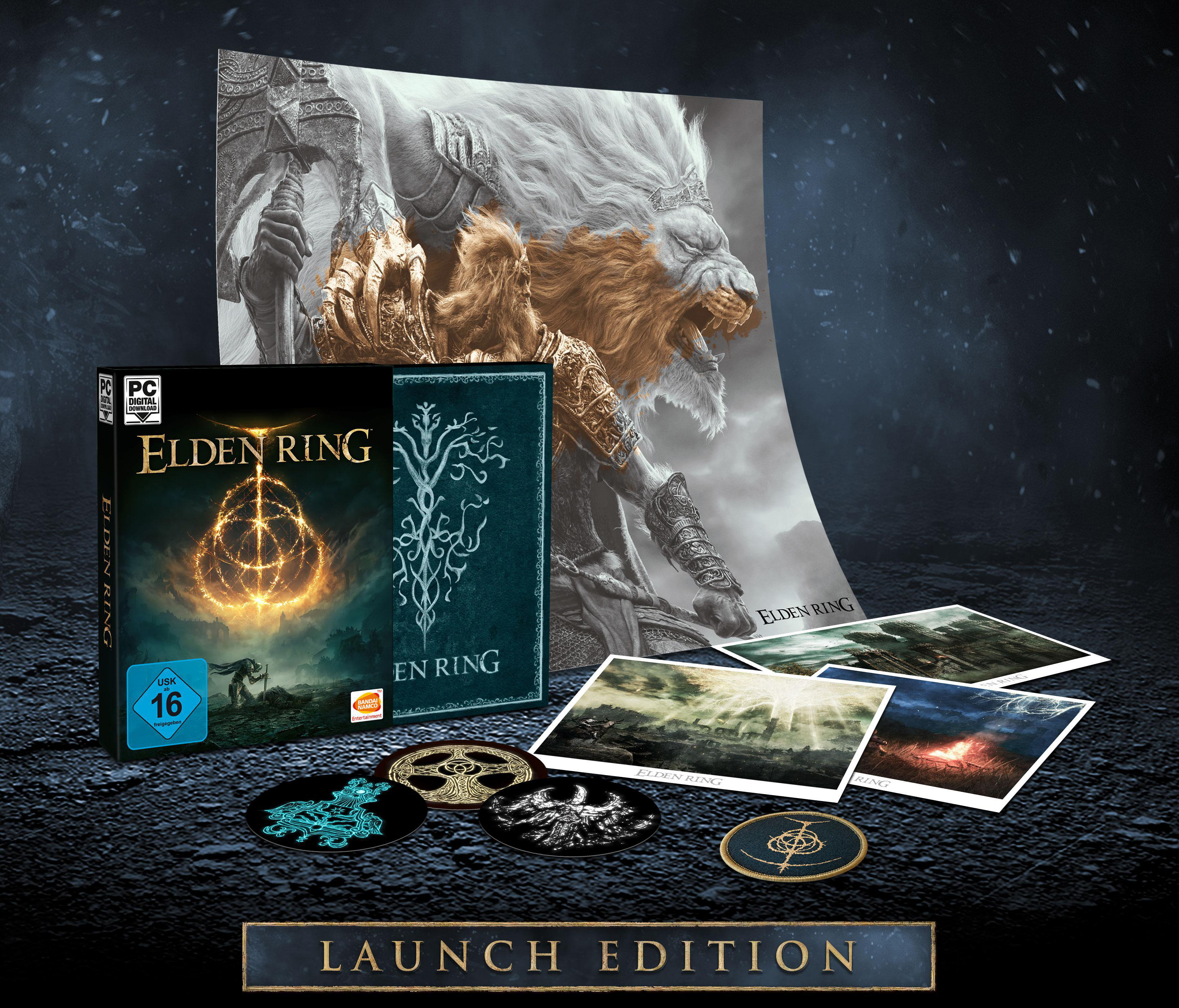 Elden Ring Spiel-Launch-Edition-Box-Set mit Artwork und Spiel-Disc.