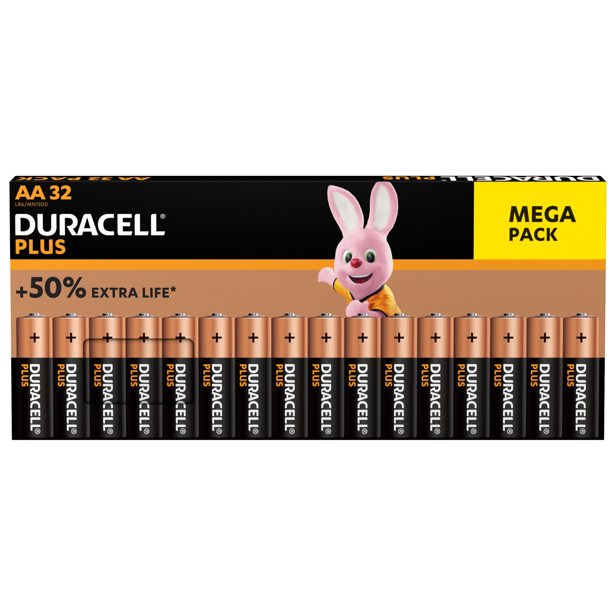 DURACELL 144996 AA Mignon Batterie, Volt Alkaline, 1.5V 32 Stück