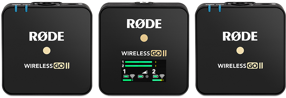 RODE Wireless GO II Mikrofonsystem, Kabellos, 2.4GHz, 3.5mm/USB-C, 7h Akkulaufzeit, Schwarz