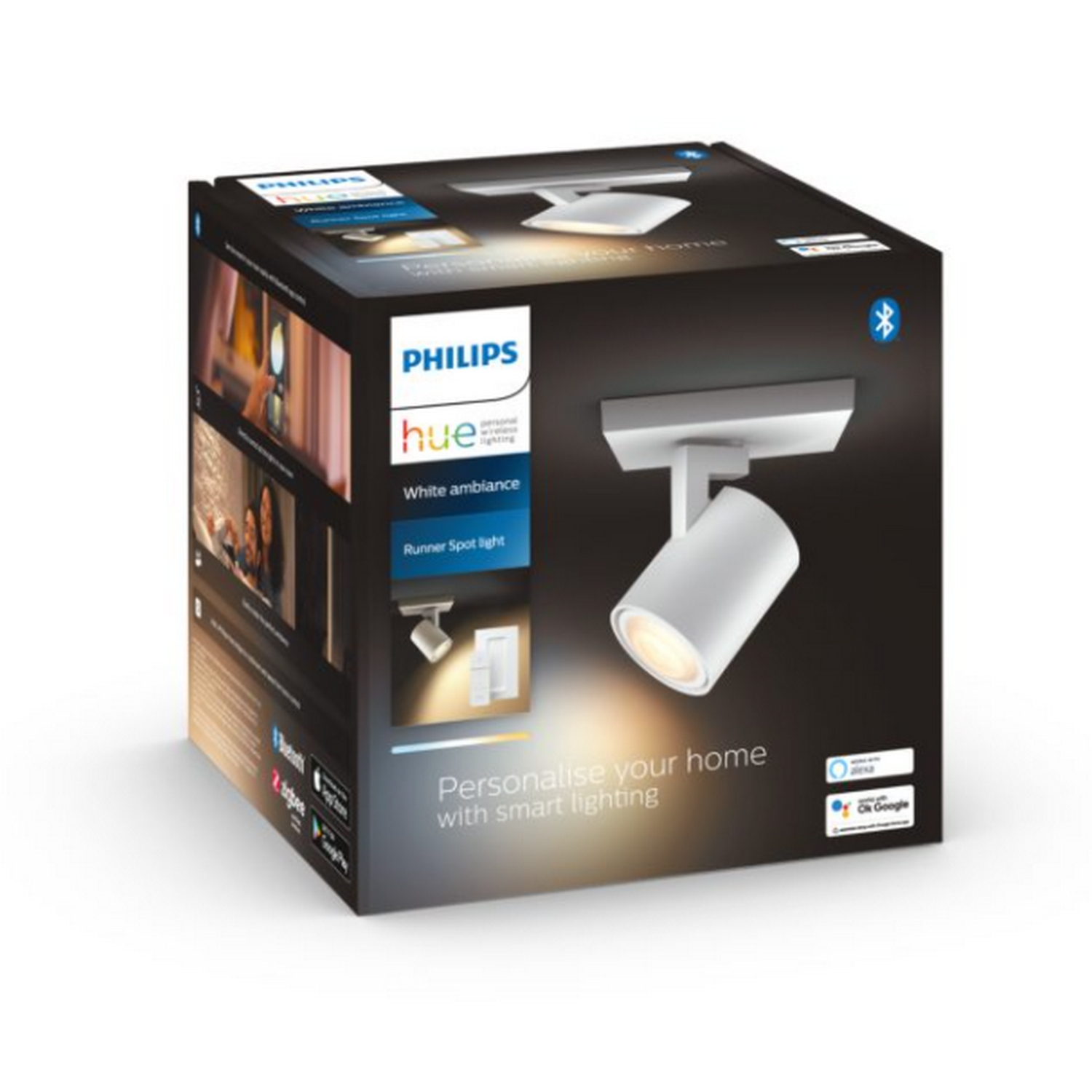 Lámpara inteligente – Philips Hue Runner, Foco LED Inteligente, Luz Blanca Cálida o Fría, Blanco