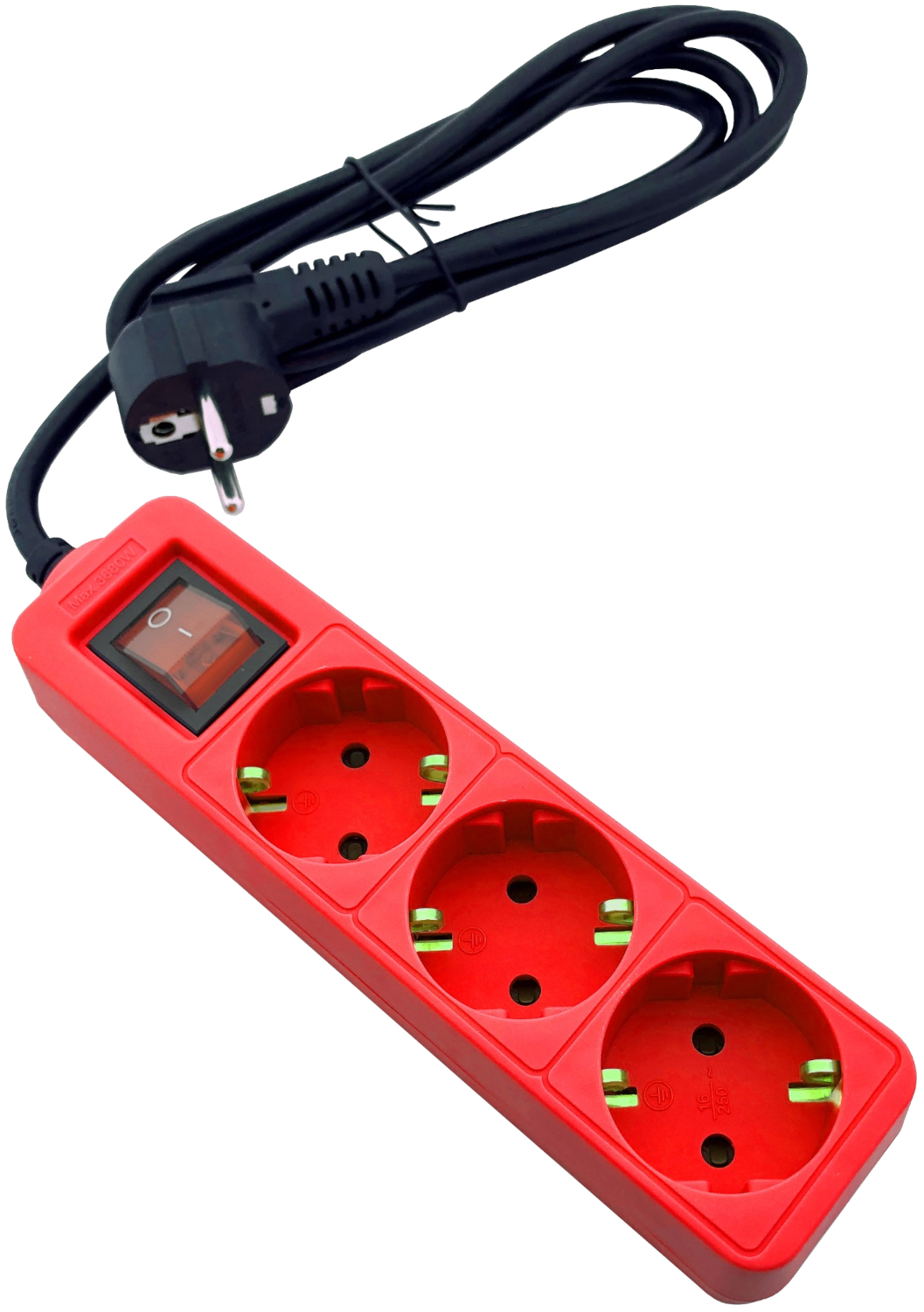 ENTAC 3-as elosztó kapcsolóval 1,5m piros (ESEG3-1.5-SW-R)