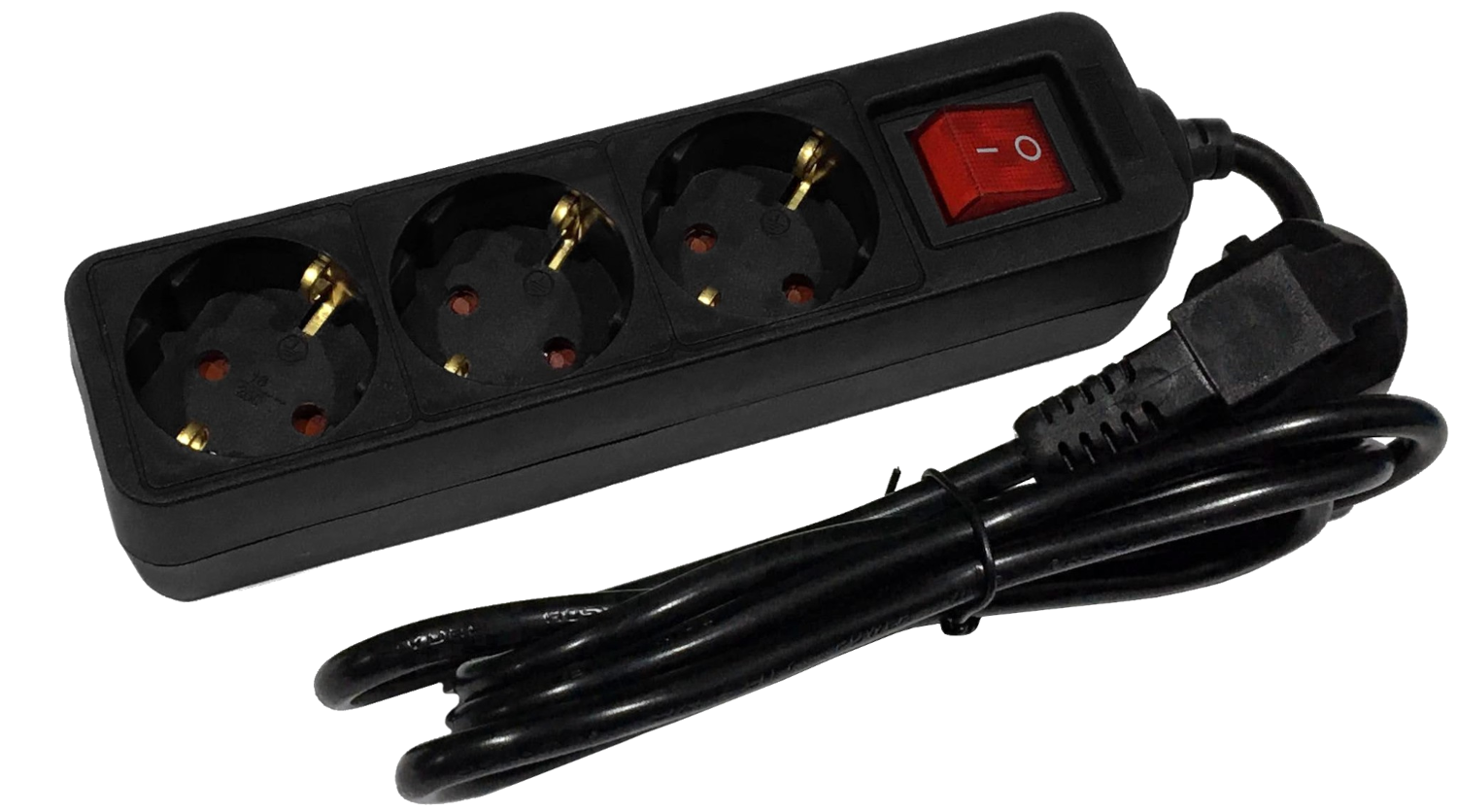 ENTAC 3-as elosztó kapcsolóval 1,5m fekete (ESEG3-1.5-SW-B)