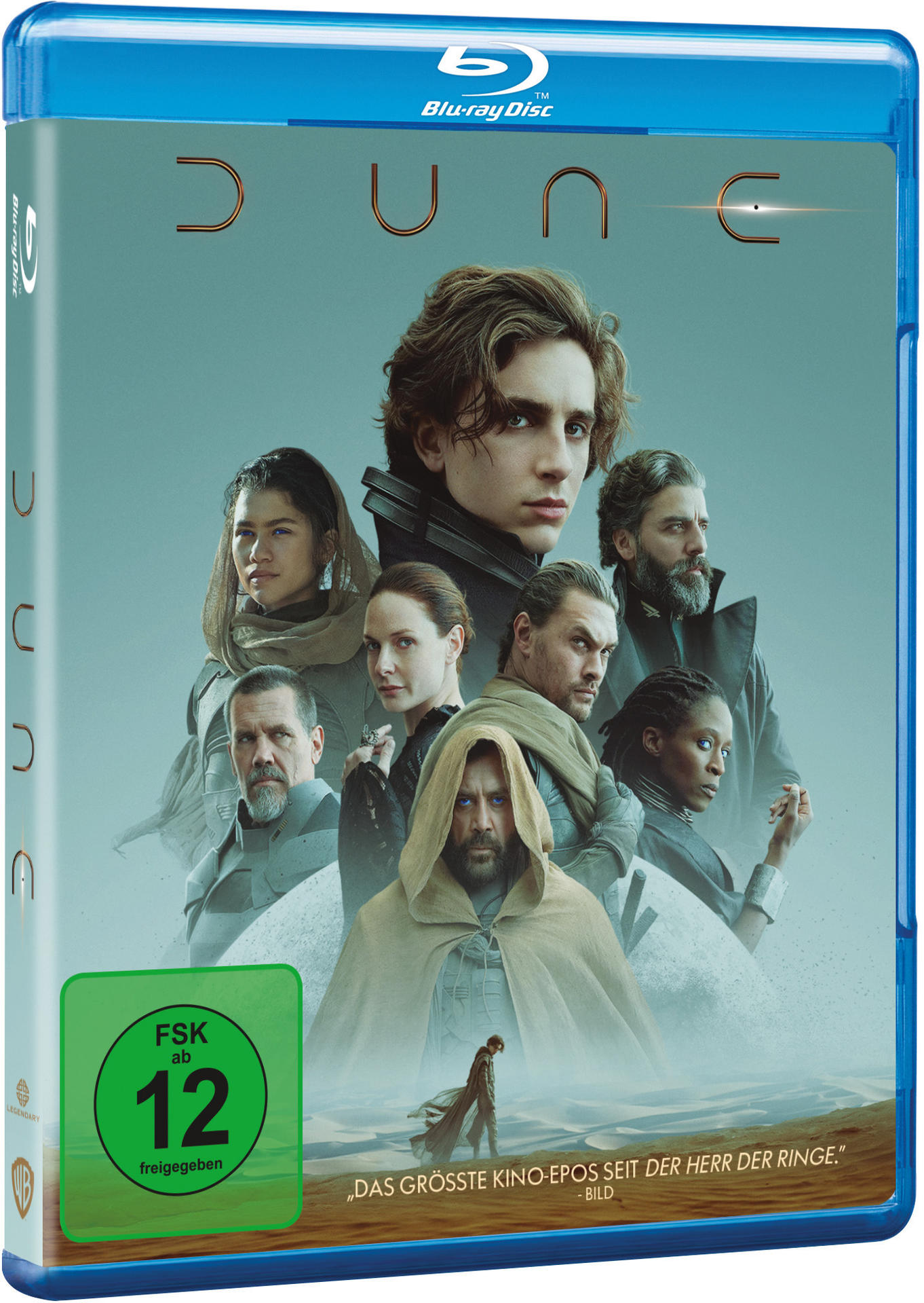 Blu-ray-Disc-Hülle des Films 'Dune' mit Fotos der Besetzung.
