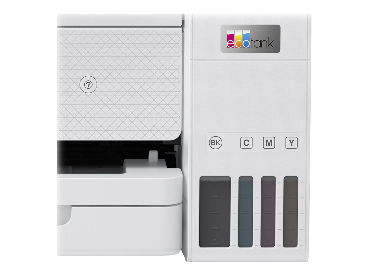 Weißer Epson Ecotank-Drucker mit Tintenbehältern.