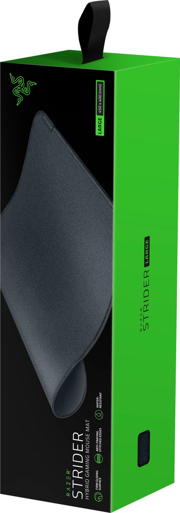 Tapis de souris Razer Strider large dans une boîte verte et noire.