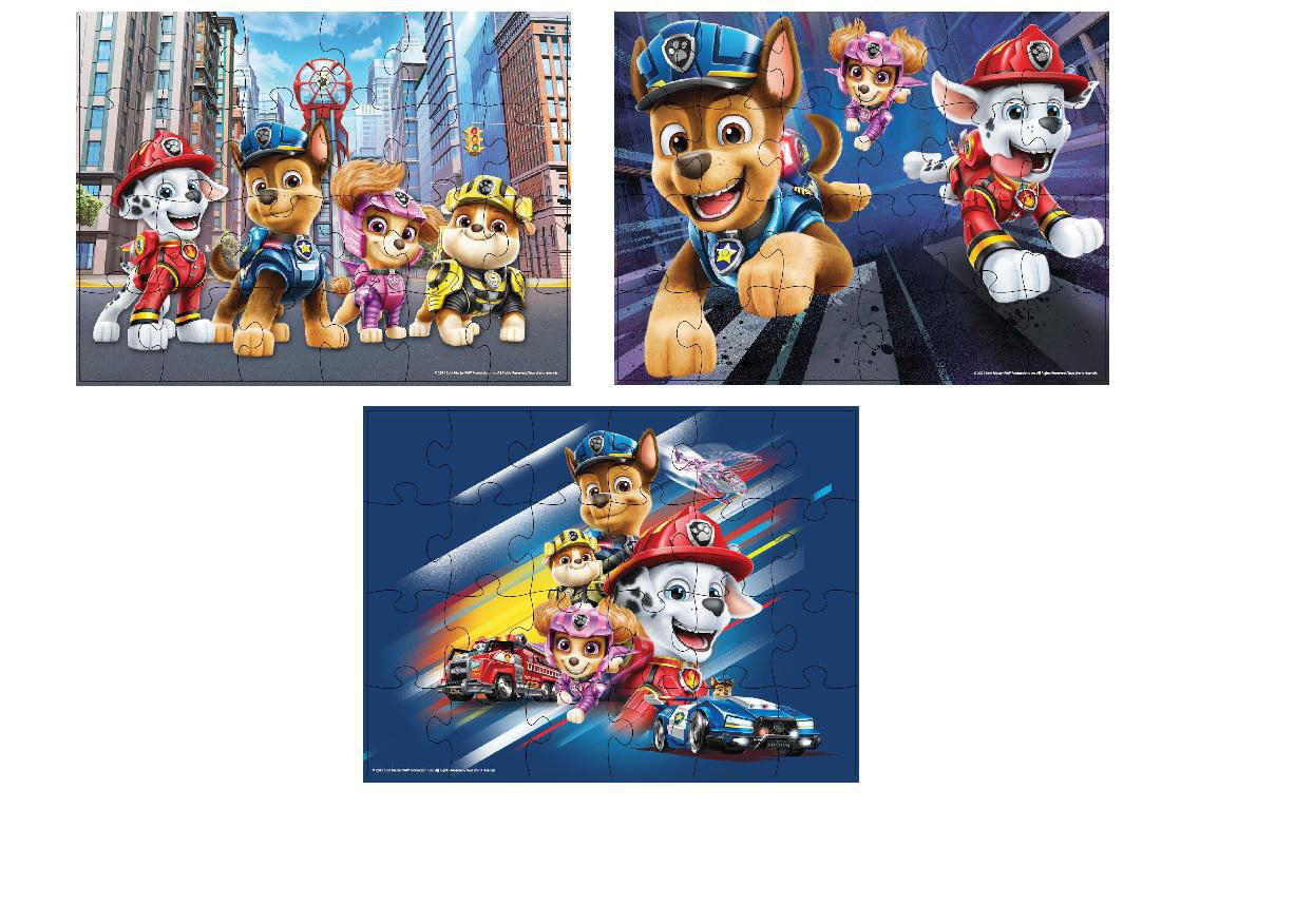 Holzpuzzle 3er-Set Movie Paw Mehrfarbig Puzzle MASTER Patrol SPIN