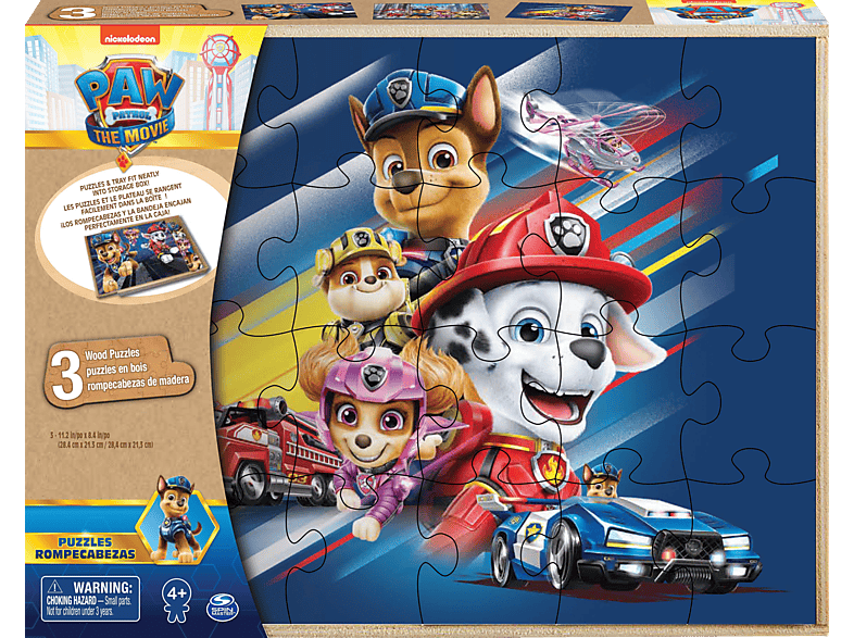 SPIN MASTER Paw 3er-Set Holzpuzzle Movie | Puzzle SATURN Mehrfarbig Patrol