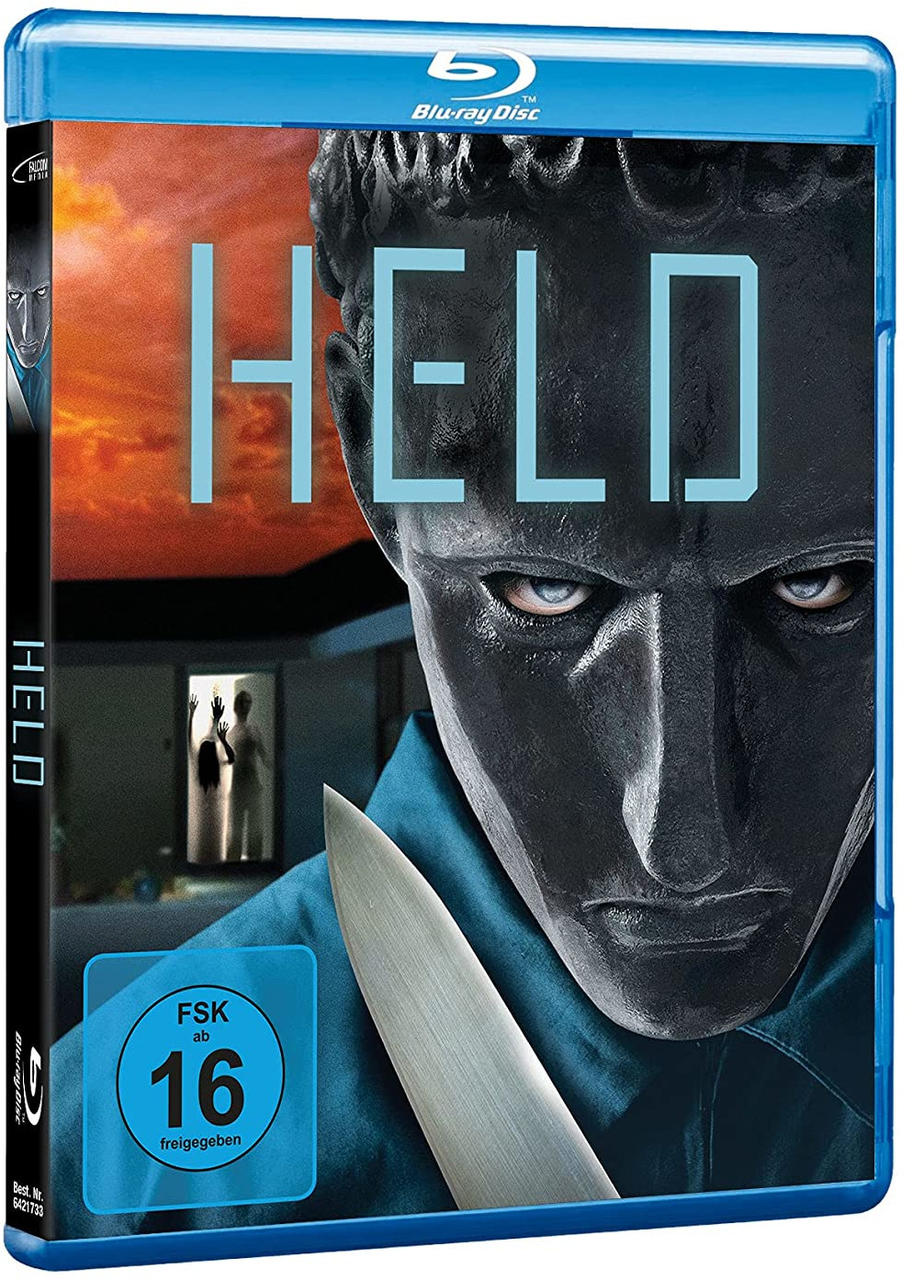 Blu-ray Disc Hülle mit einem Mann, der ein Messer hält. Der Text 'HELD' ist sichtbar.