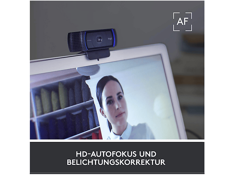 Logitech HD Pro C920 Full HD-Webcam 1920 x 1080 Pixel Klemm-Halterung — Foto 3 von 6