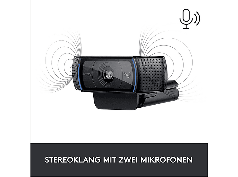 Logitech HD Pro C920 Full HD-Webcam 1920 x 1080 Pixel Klemm-Halterung — Foto 4 von 6