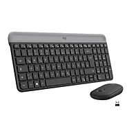 LOGITECH MK470 Slim Combo, kabelloses Tastatur-Maus-Set, Windows PC und Laptop Kompatibel, Grafit
