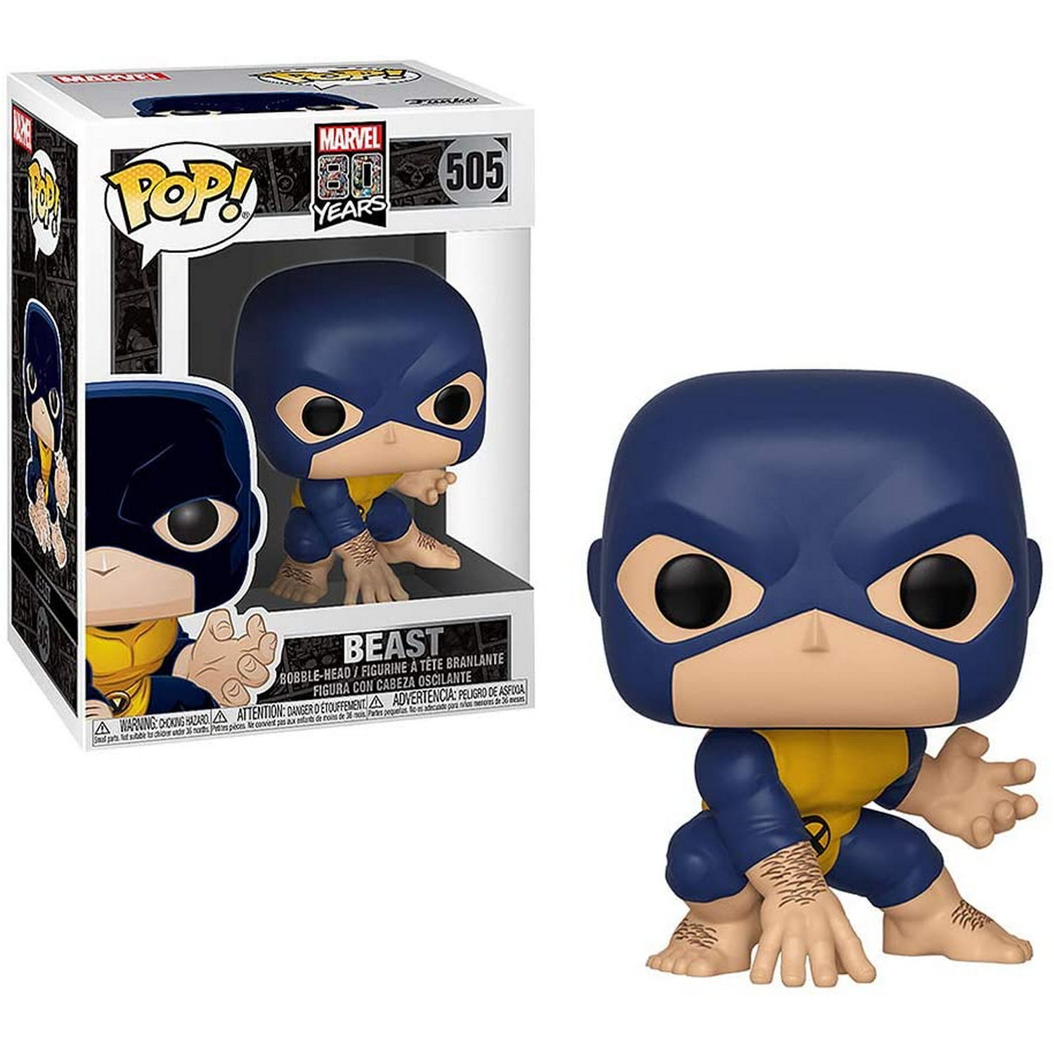 Figura Funko Pop! - Beast, Marvel: 80th - First Appearance, 10 cm, Vinilo, Multicolor