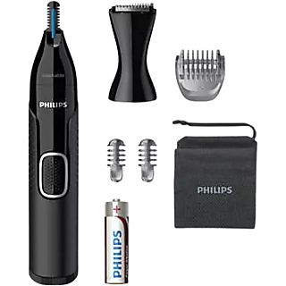 REACONDICIONADO B: Cortapelos - Philips S5000 NT5650/16, uso con pila AA, recortador de precisión para nariz, orejas y cejas, Negro