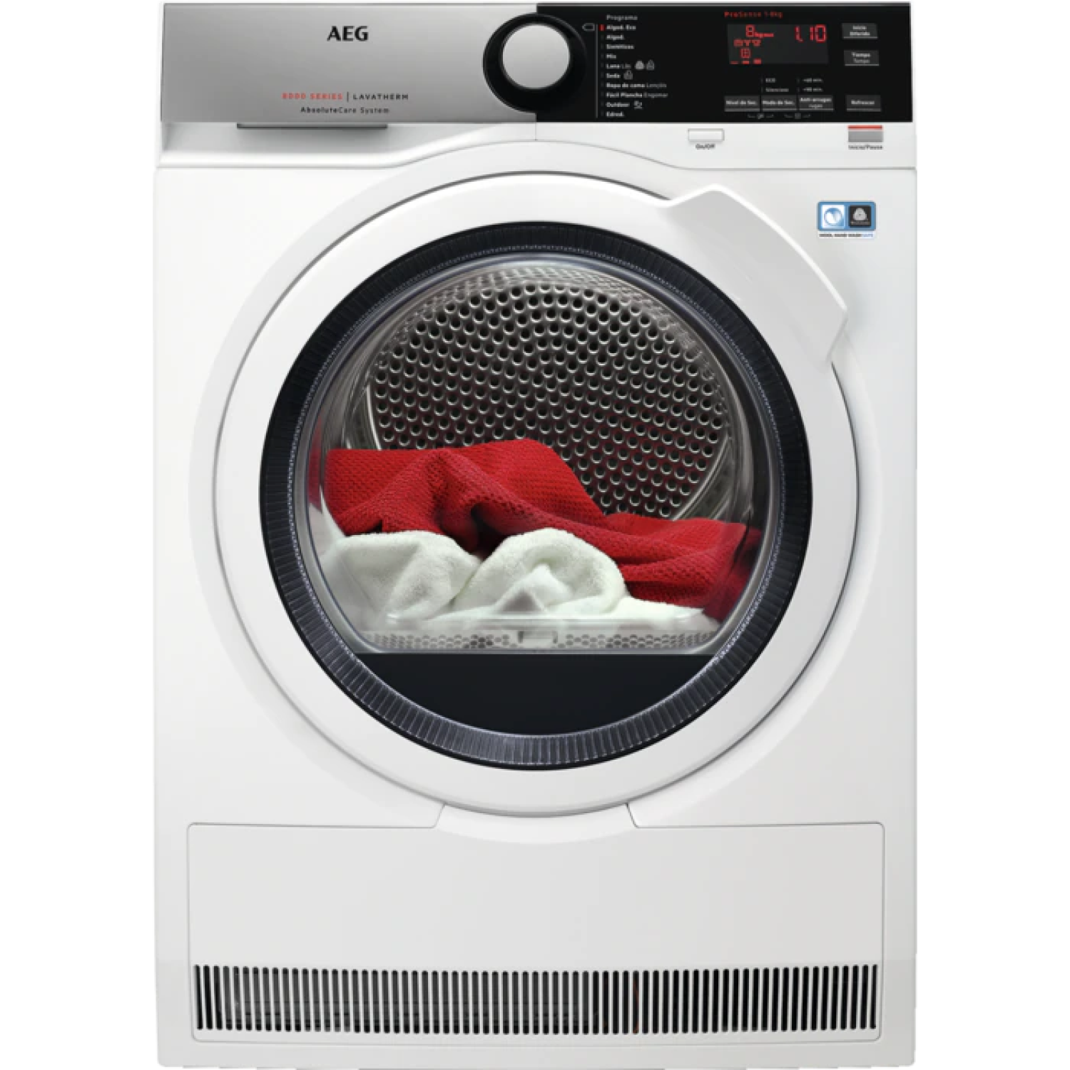 Secadora - AEG T8 DEE 842, Bomba de calor, 8 Kg, Display LCD, Blanco