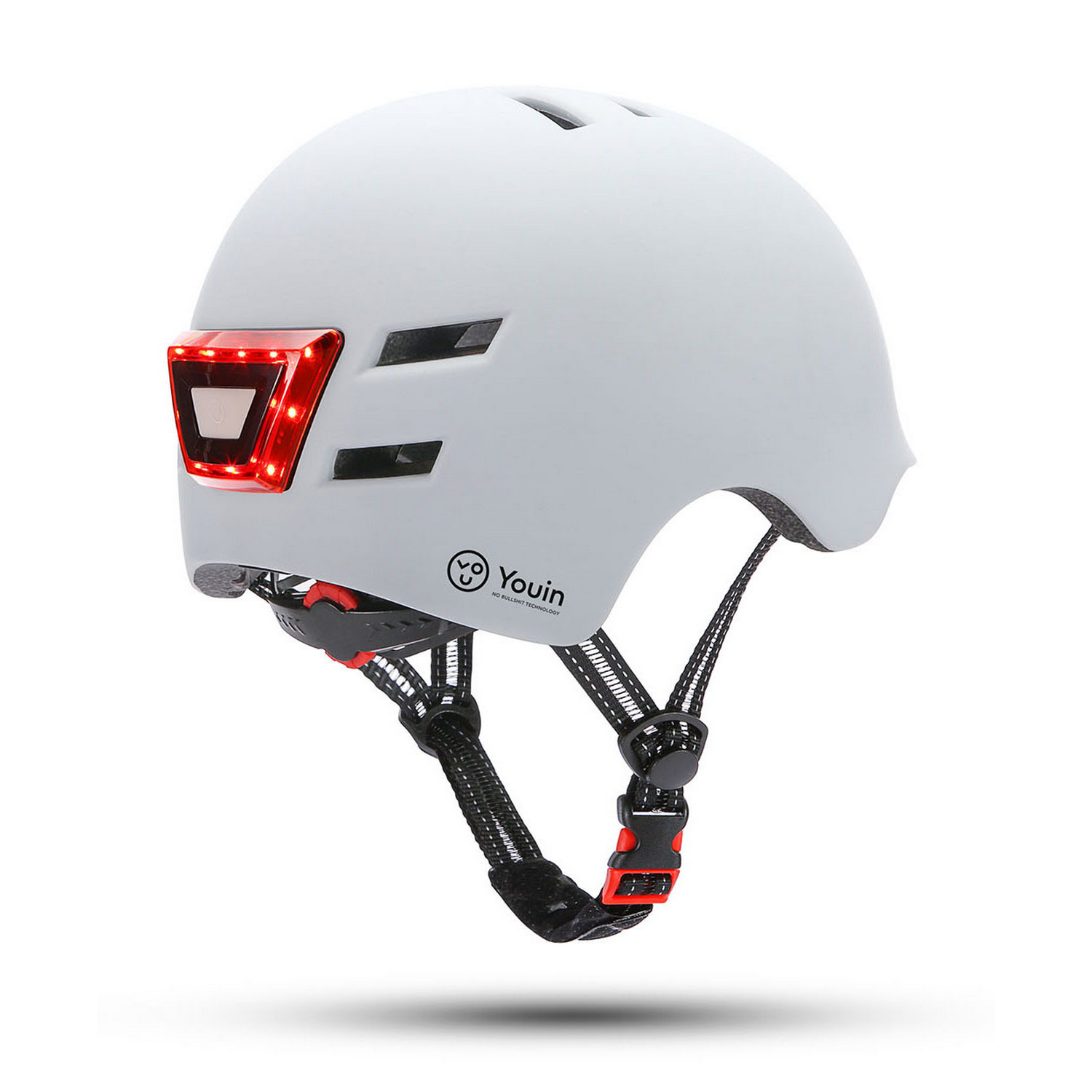 Casco de bicicleta blanco con luz roja trasera, marca youin.