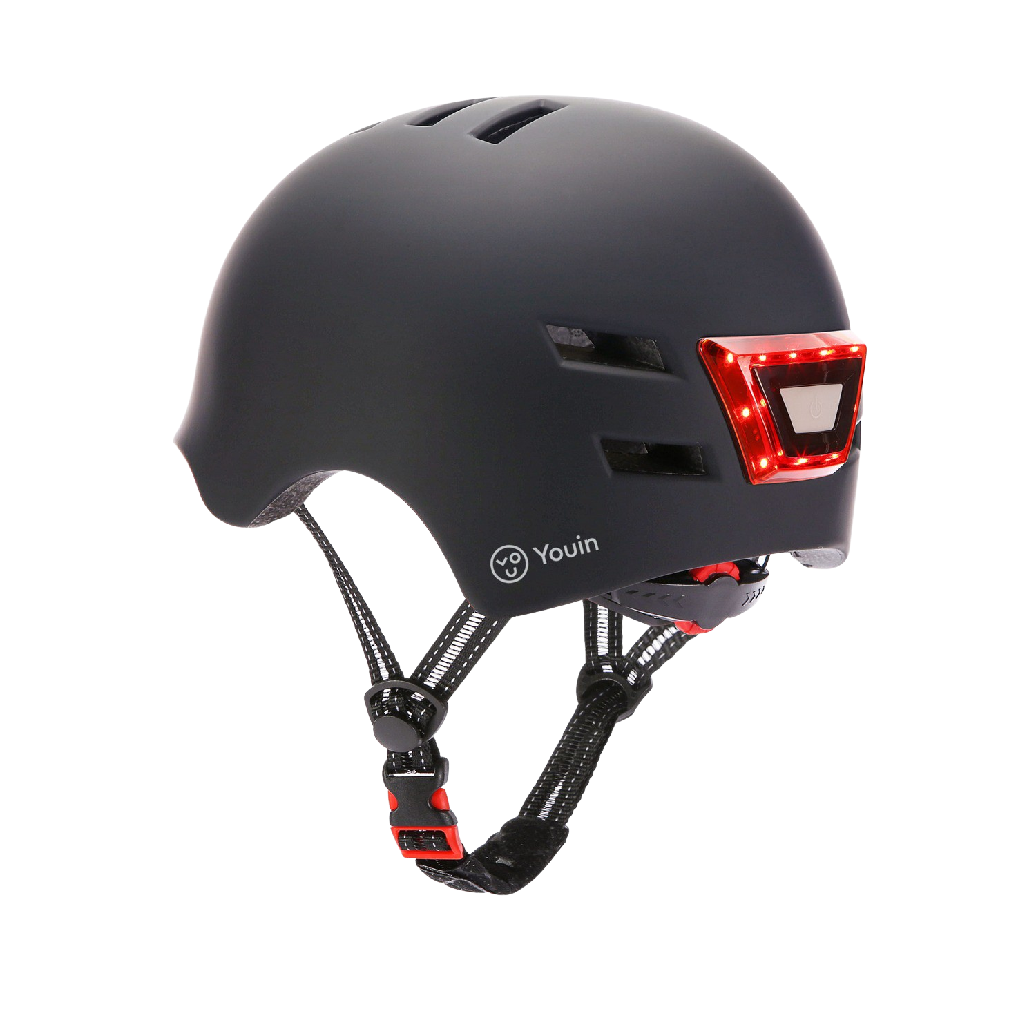 Casco - Youin LED, Para patinete eléctrico o bicicleta, Talla L, Luz trasera, Negro