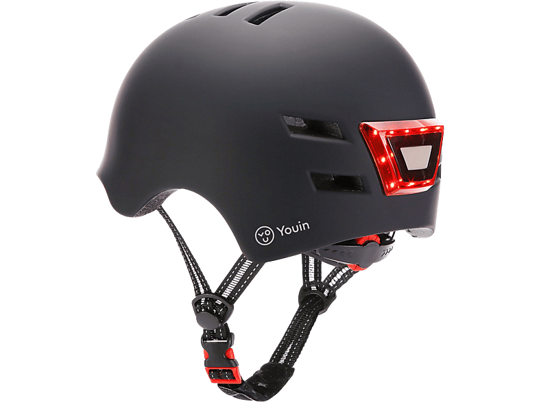 Casco  Youin LED, Para patinete eléctrico o bicicleta, Talla L, Luz  trasera, Negro