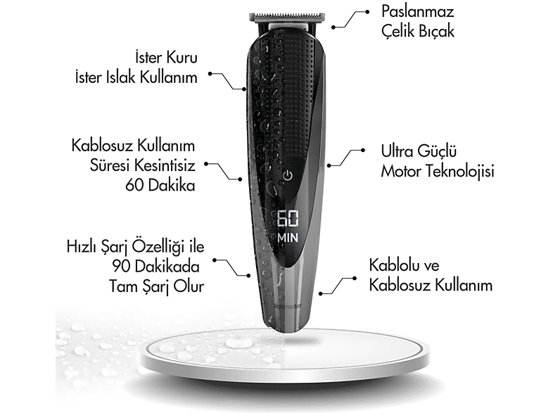 GOLDMASTER Matrix GM-8101 Islak Kuru Erkek Bakım Seti Gümüş Siyah_1