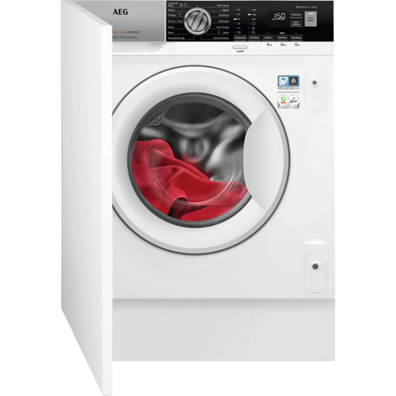Lavadora carga frontal - AEG L7FBG842BI, Integrable, 8 kg, 1400 rpm, 15 Programas, Blanco