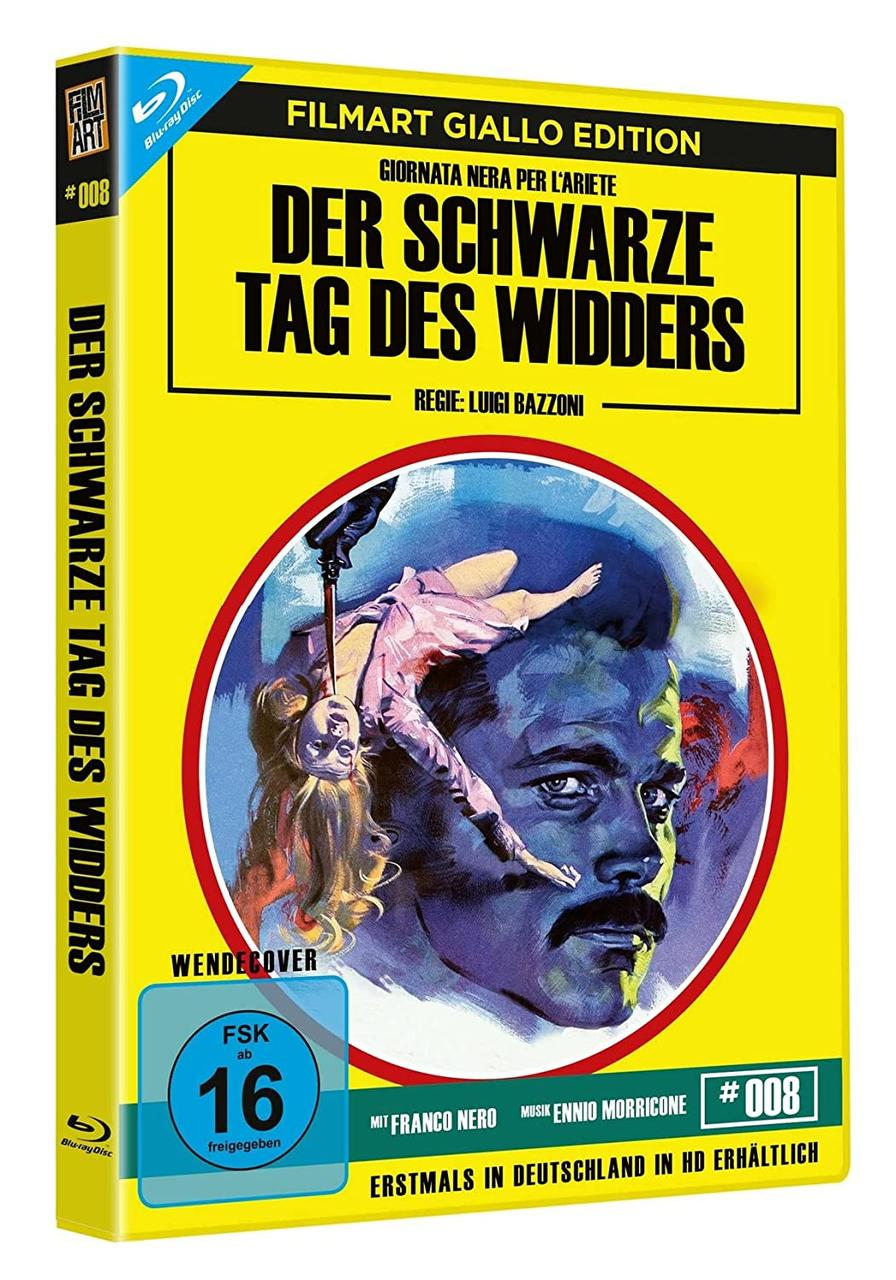 DVD-Hülle mit hängender Frau, schwarz-gelbes Design, Text auf Deutsch.