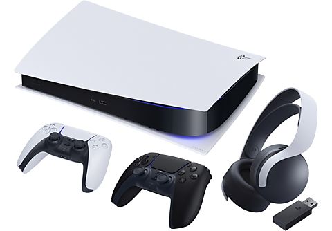 Consola - Sony PS5 Digital Edition, 825 GB, 4K, HDR, Blanco + Sony Pulse 3D + DualSense™ Wireless Controller