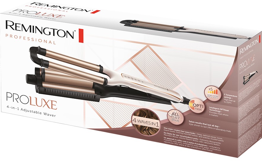 Boîte de Remington pour onduler les cheveux avec détails.