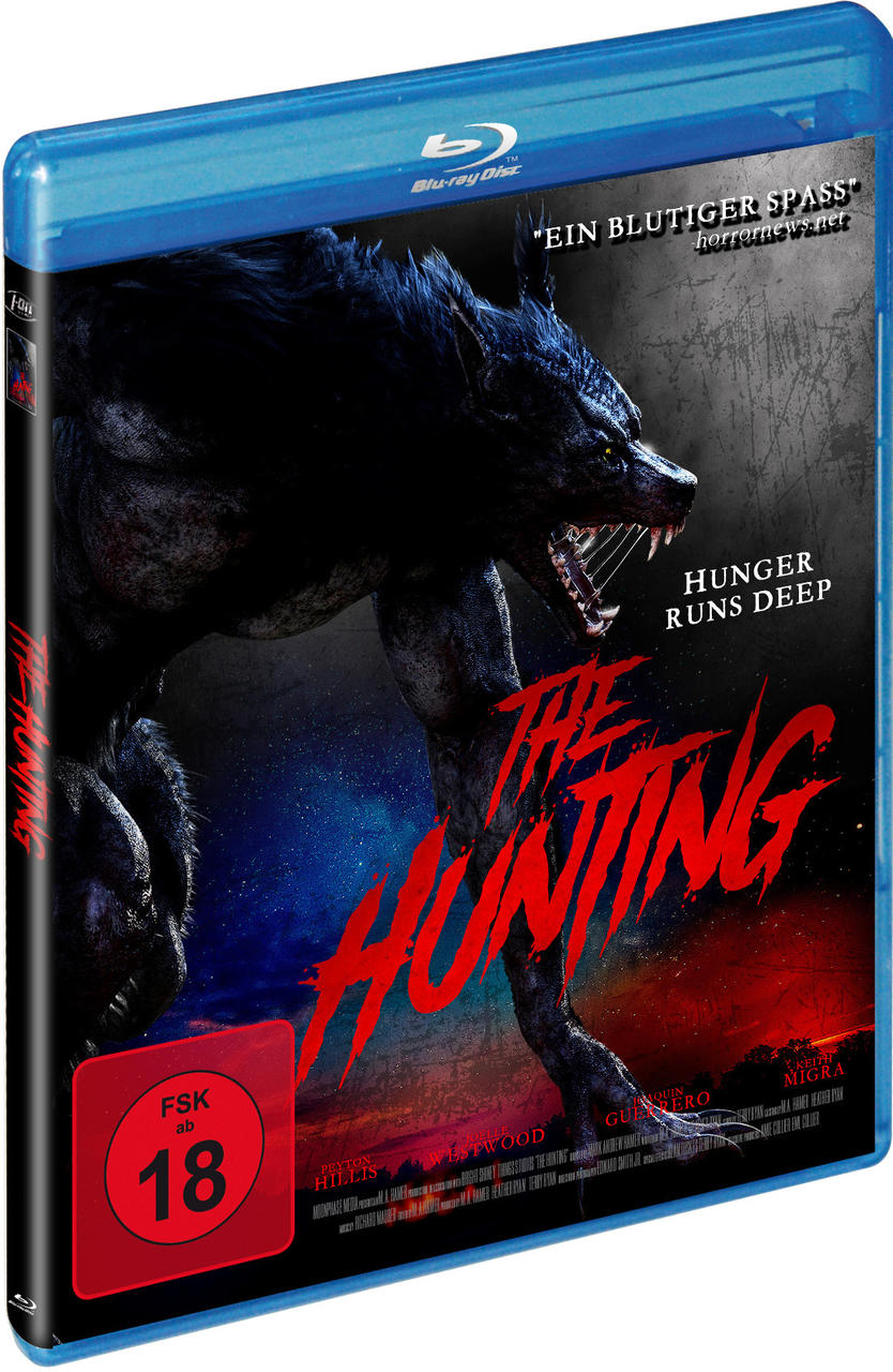 The Hunting Blu-ray-Hülle, die einen Werwolf und Filmtitel zeigt.