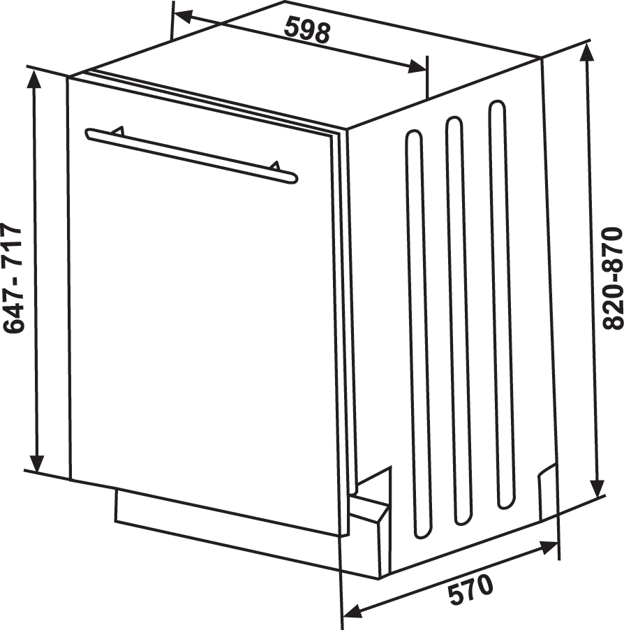 dB QW-NI54I44DX-DE mm Geschirrspüler (vollintegrierbar, D) breit, (A), 44 598 SHARP