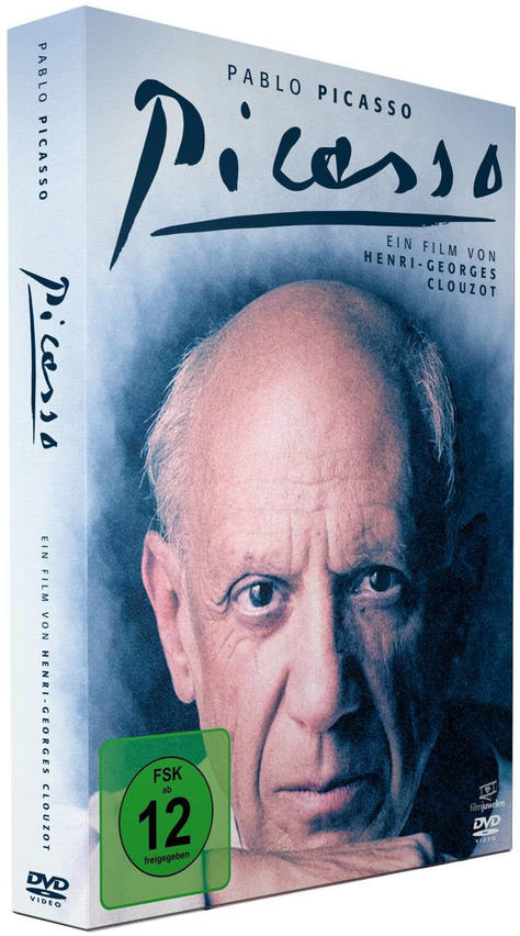Picasso DVD-Hülle; ein Porträt von Picasso befindet sich auf der Vorderseite. Text lautet 'Pablo Picasso'.