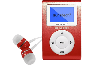 Reproductor MP3 - Sunstech Dedalo III, 8GB, 4h Autonomía, Radio FM, Rojo