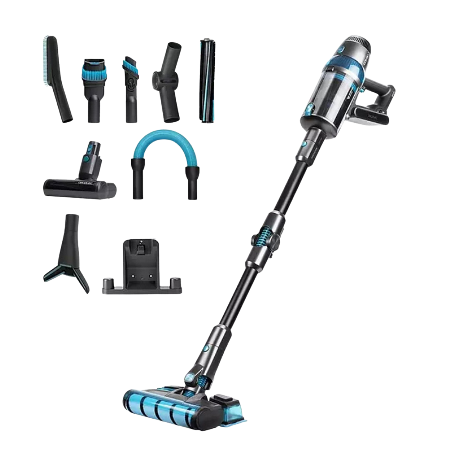 Aspirador escoba - Cecotec Rockstar 1500 Ultimate ErgoWet, 0.6 l, 680 W, 230 aW, Hasta 90 min, Azul y Gris