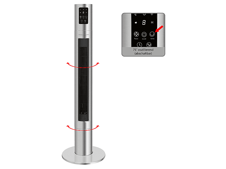 PROFI CARE PC-TVL 3090 inox WiFi Turmventilator Inox/Schwarz (45 Watt)