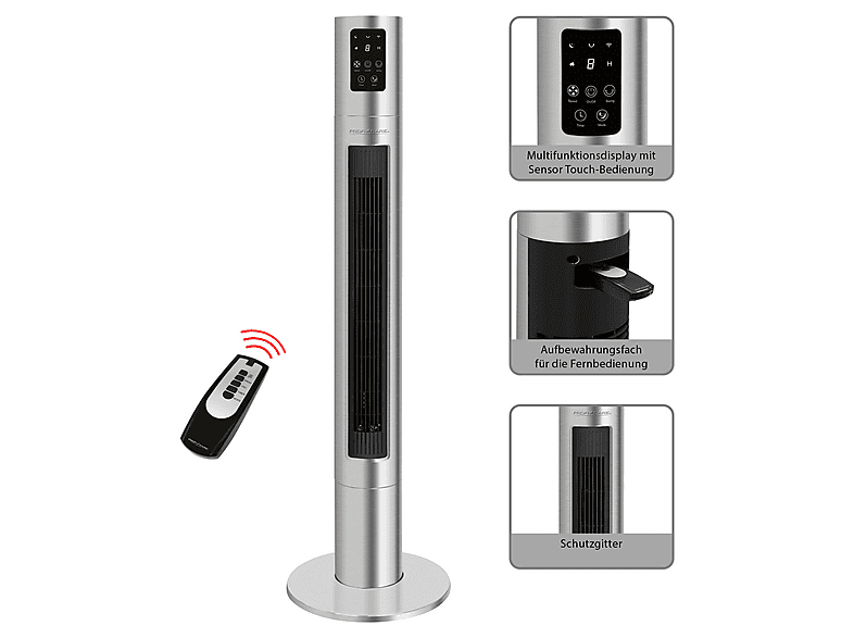 PROFI CARE PC-TVL 3090 inox WiFi Turmventilator Inox/Schwarz (45 Watt)