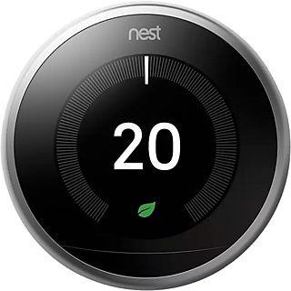 Termostato - Google Nest T3028IT Learning Thermostat 3ª generación, Pantalla grande, WiFi, Automático, Plata