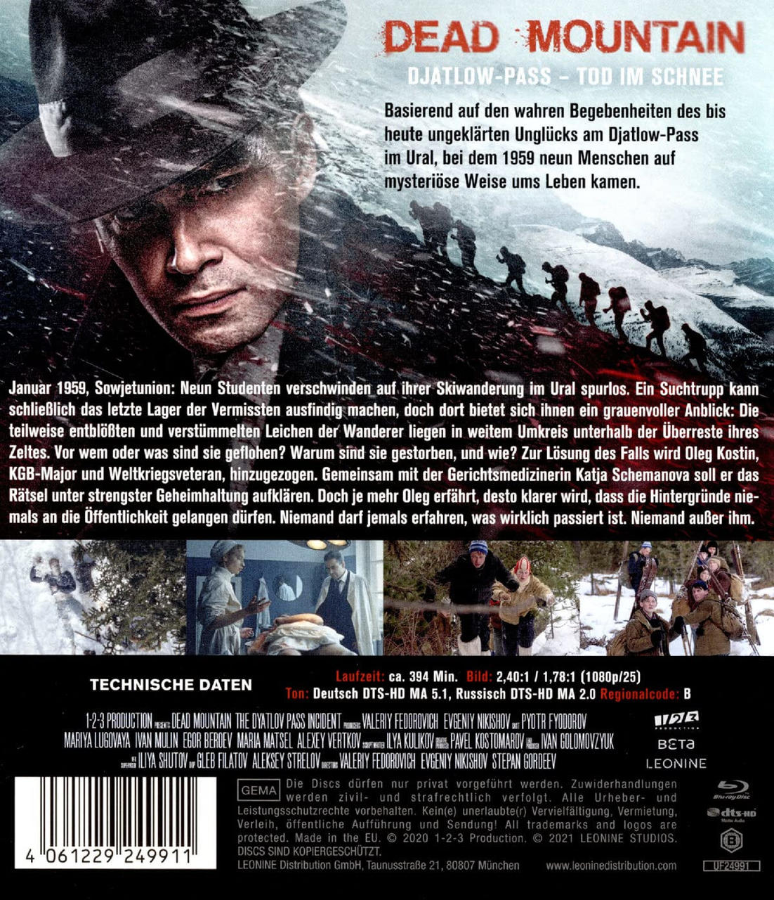 Die Rückseite einer DVD-Hülle. Ein Männergesicht und Text sind vorhanden. Bilder von medizinischem Personal und Menschen werden gezeigt.