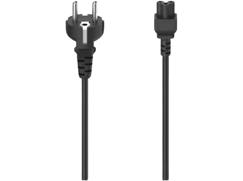 Cable alimentación europeo  Hama 00223273, enchufe de 2 clavijas, conector  CA C7, 1,5 m, Protección contra dobleces, Negro