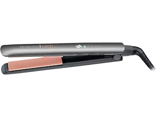 Plancha de pelo - Remington S8598, Revestimiento cerámico, Keratina y aceite de almendras, 5 niveles, Gris