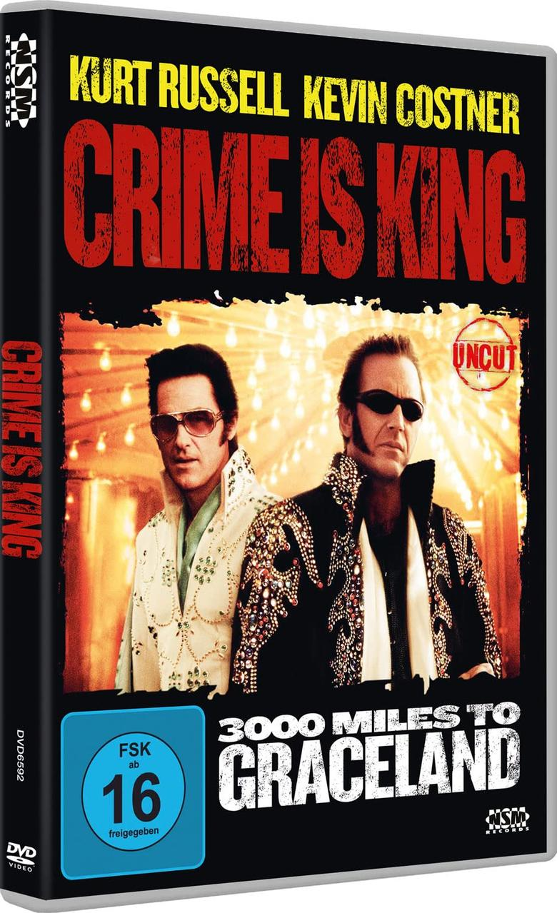 Ein DVD-Cover mit zwei Männern vor einer Bühne, der Titel lautet 'Crime is King'. Der Hintergrund ist rot.