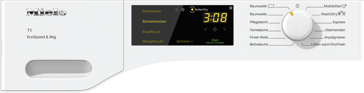 MIELE TCC 560WP ECOSPEED Wärmepumpentrockner (8 kg), Lotosweiß)