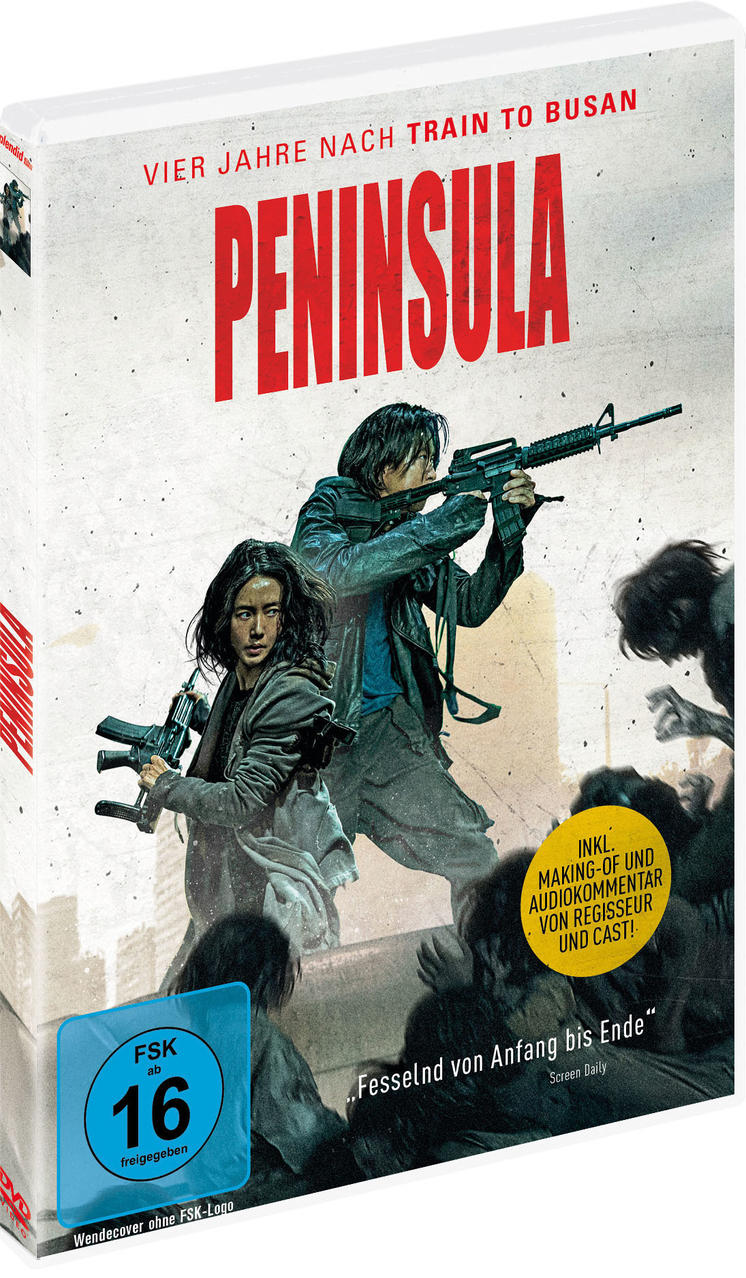 DVD-Cover für den Film 'Peninsula', mit Action- und Zombie-Elementen.