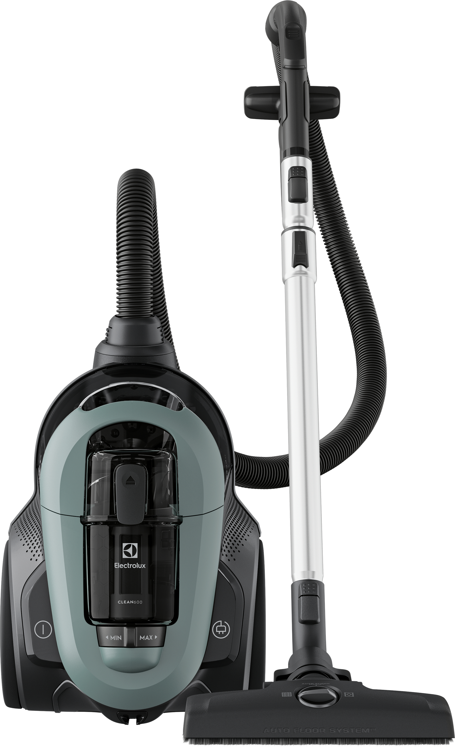 Un aspirateur avec un corps vert et noir.
