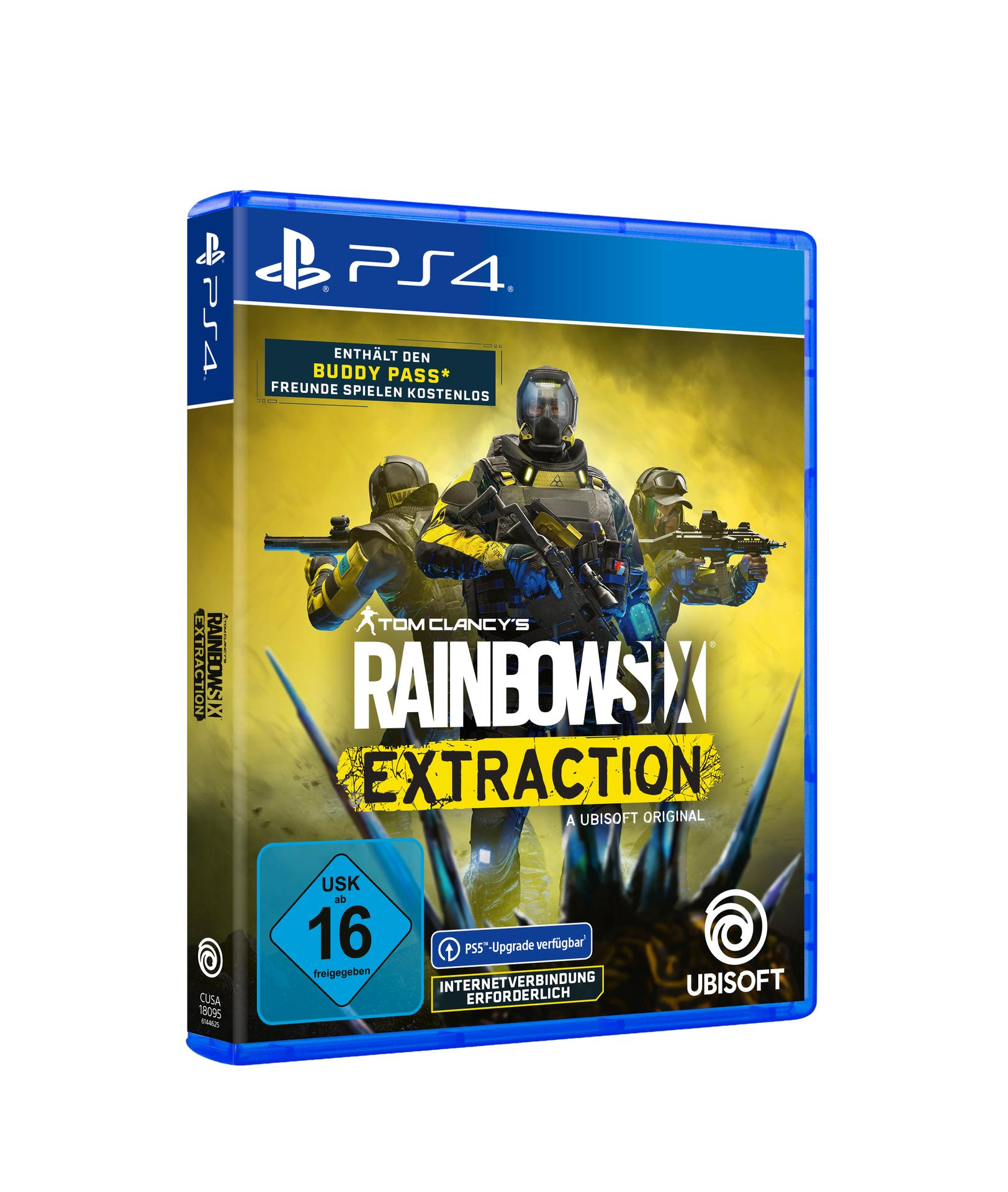 Tom Clancy's Rainbow Six Extraction PS4-Spielhülle. Soldaten auf dem Cover, blaues Gehäuse.